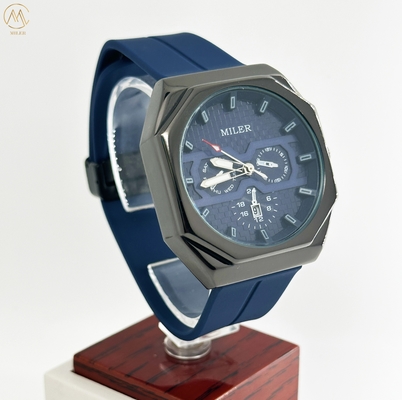 Custom Logo Miler Fashion Chronograph Quartz Men's Watch Big Dial Silicone Casual Personality Wristwatch Luxury Sports Watch