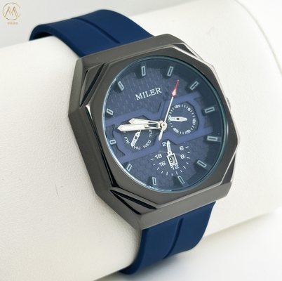 Custom Logo Miler Fashion Chronograph Quartz Men's Watch Big Dial Silicone Casual Personality Wristwatch Luxury Sports Watch