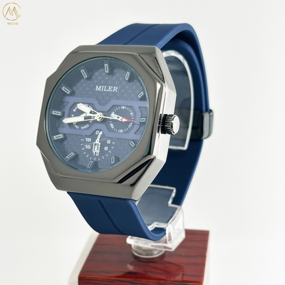 Custom Logo Miler Fashion Chronograph Quartz Men's Watch Big Dial Silicone Casual Personality Wristwatch Luxury Sports Watch