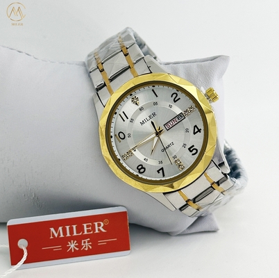 Miler Luxury Men Quartz Watch Waterproof Date Week Luminous Wristwatch Stainless Steel Men's Watches