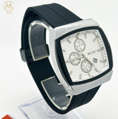 Water Resistant Men's Silicone Watches Quartz Movement Custom Logo
