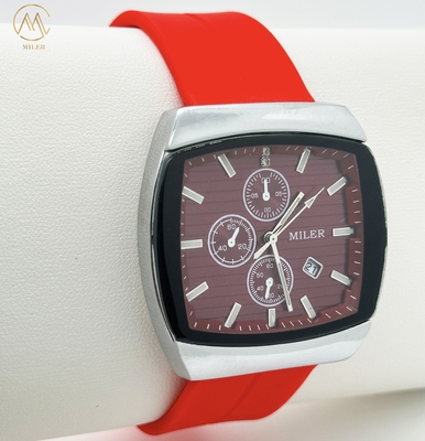 Water Resistant Men's Silicone Watches Quartz Movement Custom Logo