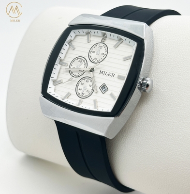 Water Resistant Men's Silicone Watches Quartz Movement Custom Logo