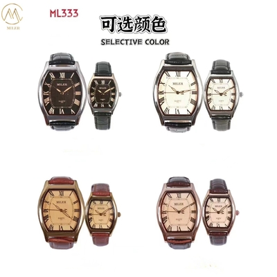 Luminous Quartz Couples Wrist Watch With Genuine Leather Band