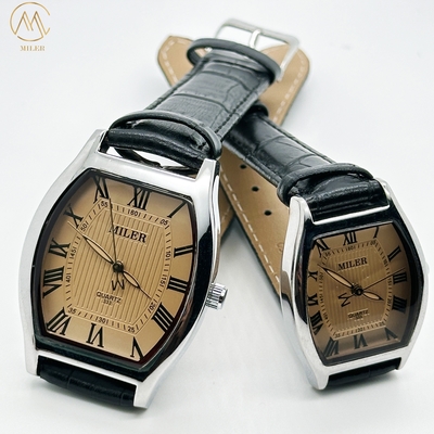 Stainless Steel Oval Dial Luminous Couple Wrist Watch 30m Water Resistant