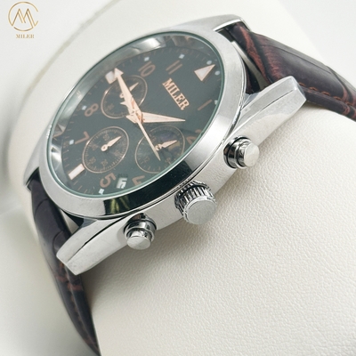 30ATM Waterproof Quartz Wrist Watch featuring Denim Leather Strap and Hook Buckle