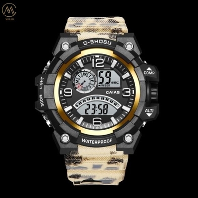 Multi Functional Digital Sport Watch With Rubber Band 100 Meters Water Resistance