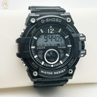 Custom Logo Digital Black Quartz Wrist Watch With Buckle Clasp 10mm Case Thickness
