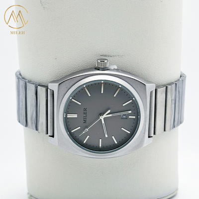 Classic Analog Stainless Steel Strap Watch Round Luminous Dial Mens Silver Strap Watch