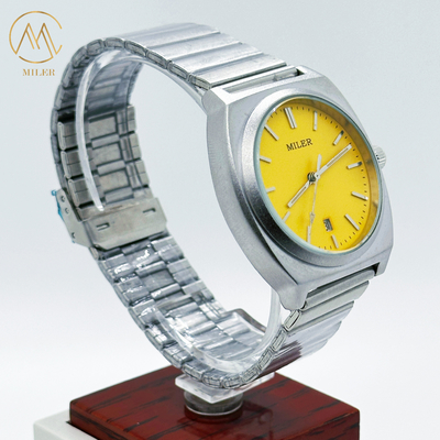 Classic Analog Stainless Steel Strap Watch Round Luminous Dial Mens Silver Strap Watch