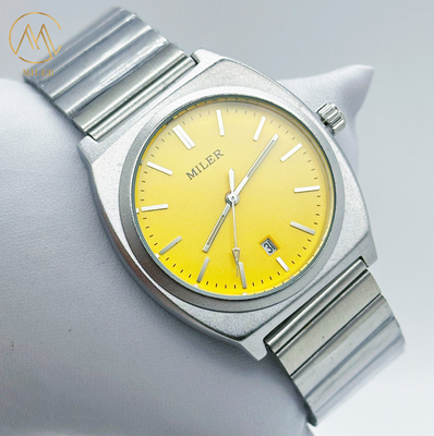 Classic Analog Stainless Steel Strap Watch Round Luminous Dial Mens Silver Strap Watch