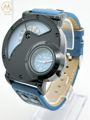 Creative Design Quartz Watch With Durable Denim Leather Strap For Teenagers