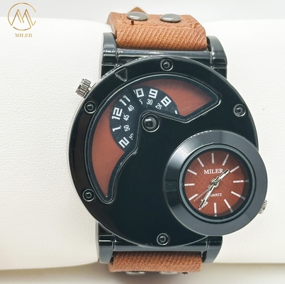 Precise Men Quartz Wrist Watch Double Movement With Denim Strap