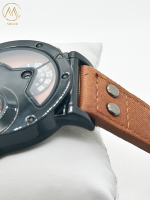 Precise Men Quartz Wrist Watch Double Movement With Denim Strap