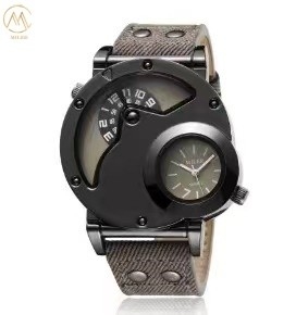 Durable Denim Quartz Wrist Watch Custom Logo With Secure Hook Buckle