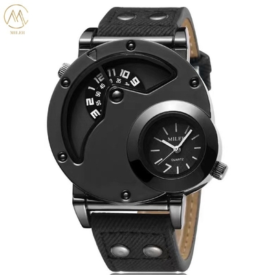 Durable Denim Quartz Wrist Watch Custom Logo With Secure Hook Buckle