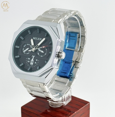 Luxury Quartz Watch For Men  Stainless Steel Dress Wristwatches Man Waterproof Chronograph Clock