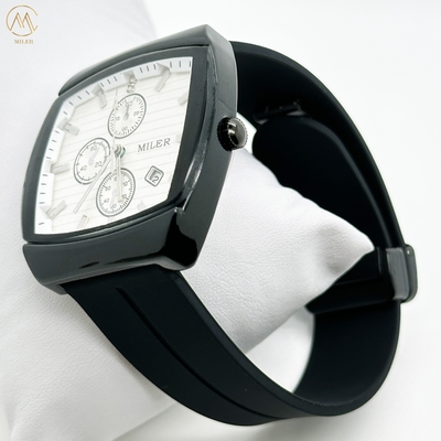 Custom White Dial Luxury Men's Watch Multiple Color Analog Display