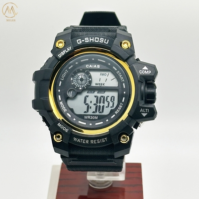 Digital Display Round Men Quartz Watch With Durable Buckle Clasp
