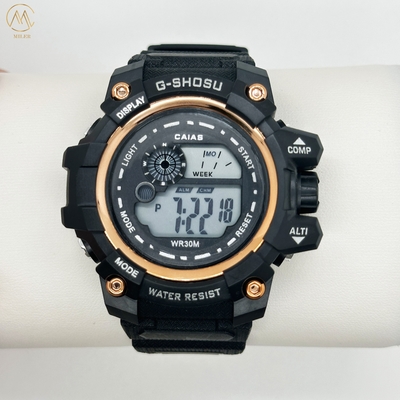 Digital Display Round Men Quartz Watch With Durable Buckle Clasp