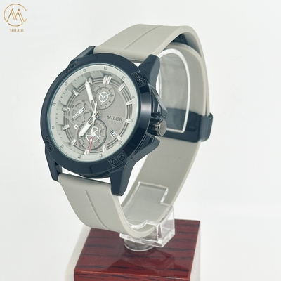 Sport Quartz Watch Silicone Strap With Date Alloy Case Wristwatch Gift