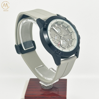 Sport Quartz Watch Silicone Strap With Date Alloy Case Wristwatch Gift