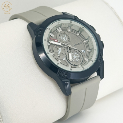 Sport Quartz Watch Silicone Strap With Date Alloy Case Wristwatch Gift