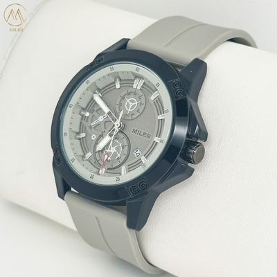 Sport Quartz Watch Silicone Strap With Date Alloy Case Wristwatch Gift