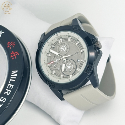 Sport Quartz Watch Silicone Strap With Date Alloy Case Wristwatch Gift