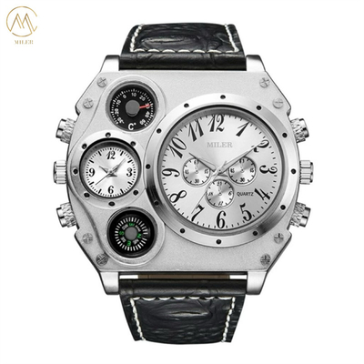 Factory Waterproof Genuine Leather Band Elegant Design Quartz Light Watch