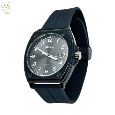 Hot Saling Simple Classic Casual Black Bezel Quartz Wristatch With Silicone Strap