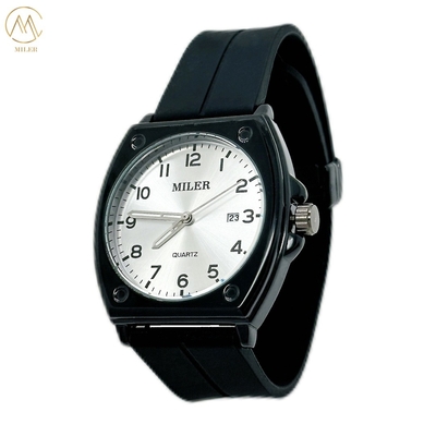 Hot Saling Simple Classic Casual Black Bezel Quartz Wristatch With Silicone Strap