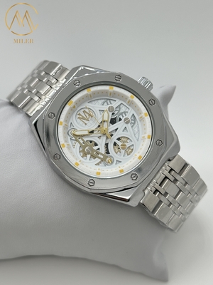 Hollowed Out Design Wrist Waterproof Quartz Movement Watch with Stainless Steel Strap