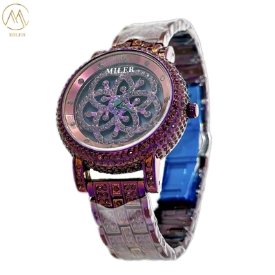 New Internet-Famous "Fortune Turns" Dual Rotating Dial Women's Quartz Diamond Waterproof Wrist Watch