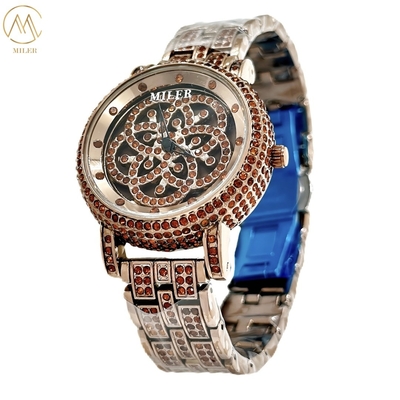 New Internet-Famous "Fortune Turns" Dual Rotating Dial Women's Quartz Diamond Waterproof Wrist Watch