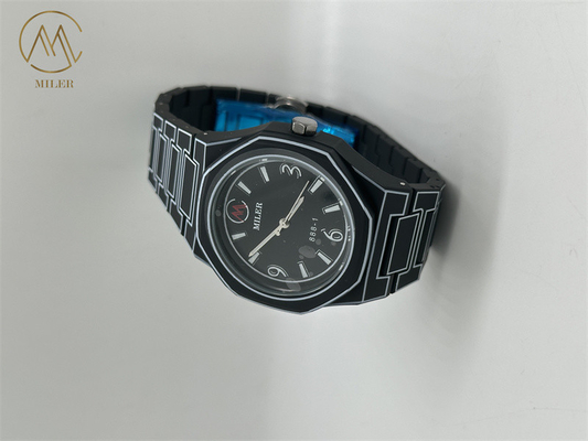Custom Logo 3ATM Waterproof Stainless Steel Strap Watch for Men Black Band and Digital Display for Active Lifestyles