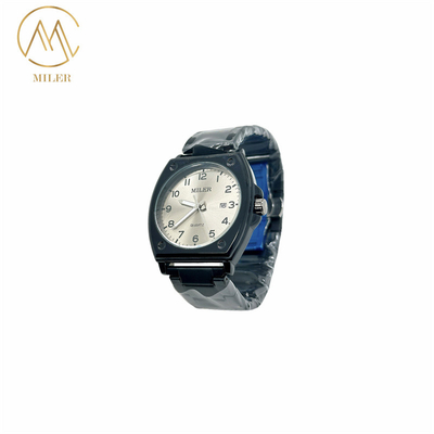 New Design Silver and Black Bezel Waterproof Quartz Movement Watch for Adult