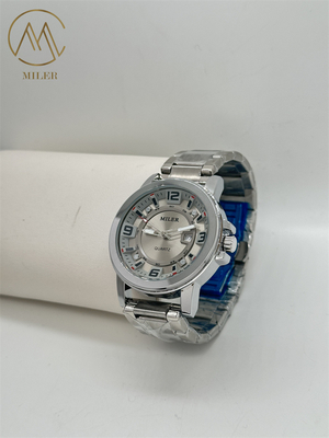 Round Case Shape Stainless Steel Strap Watch with Metal Strap Type Water Resistance 30 Meters