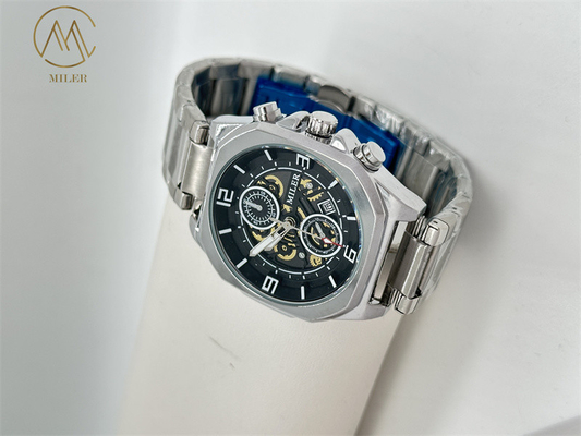 Newly Design Waterproof  Silver Bezel Quartz Watch Good Price Logo Customize Watch for Men