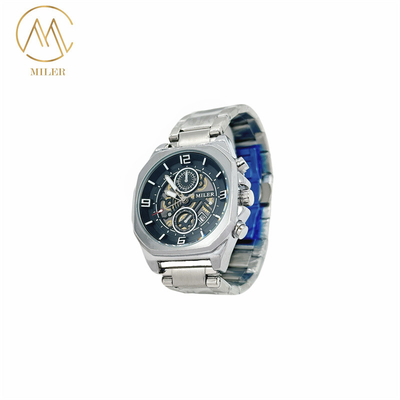 Newly Design Waterproof  Silver Bezel Quartz Watch Good Price Logo Customize Watch for Men