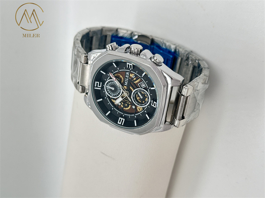 Newly Design Waterproof  Silver Bezel Quartz Watch Good Price Logo Customize Watch for Men