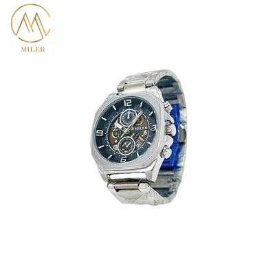 Newly Design Waterproof  Silver Bezel Quartz Watch Good Price Logo Customize Watch for Men