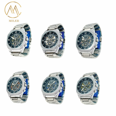 Newly Design Waterproof  Silver Bezel Quartz Watch Good Price Logo Customize Watch for Men