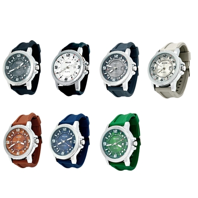 Silver Bezel Silicone Strap Waterproof  Quartz Watch for Men and Women
