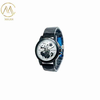 Waterproof Black Bezel Quartz Men watch with 6 Case Colors Option