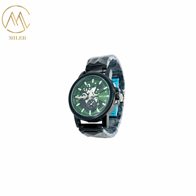 Waterproof Black Bezel Quartz Men watch with 6 Case Colors Option