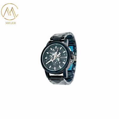 Waterproof Black Bezel Quartz Men watch with 6 Case Colors Option