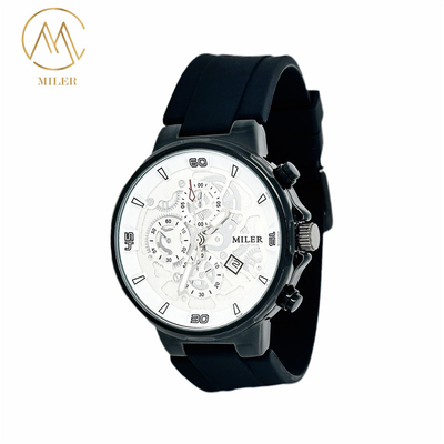 Durable Quartz Wrist Watch 12 Months Battery Life Rubber Band Material for Male / Female