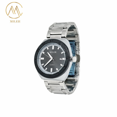 Black Bezel Quartz Wrist Watch Featuring Mineral Dial Window Material Type