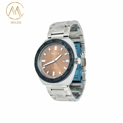Black Bezel Quartz Wrist Watch Featuring Mineral Dial Window Material Type